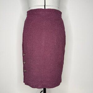 Ann Taylor Eggplant Pencil Skirt with Side Button Detail